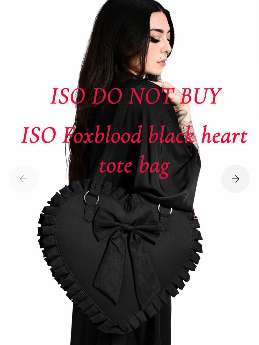 Black Heart Ruffle Bow Shoulder Tote